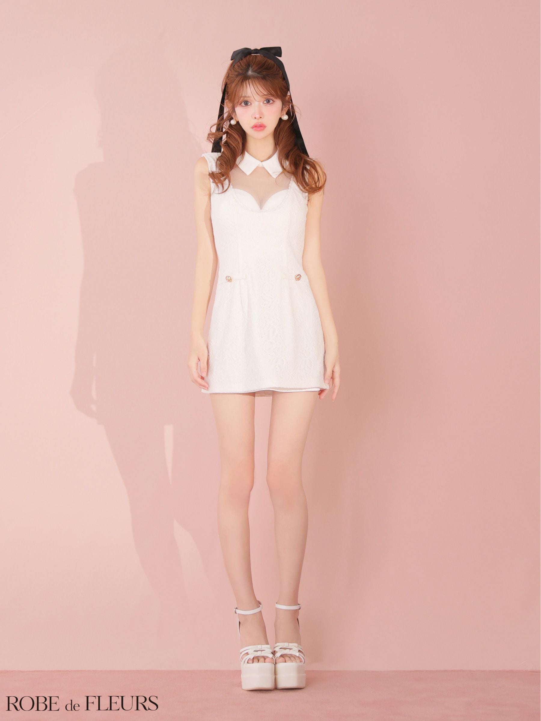 ROBE de FLEURS ローブドフルール 【XSサイズあり】襟付きシースルー