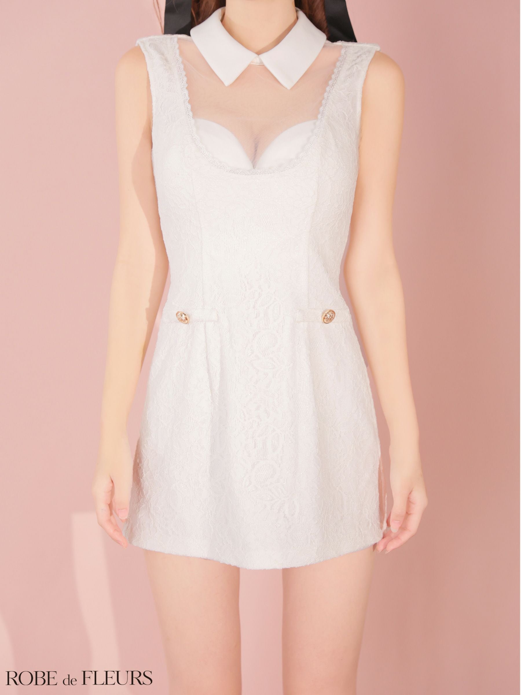 ROBE de FLEURS ローブドフルール 【XSサイズあり】襟付きシースルー
