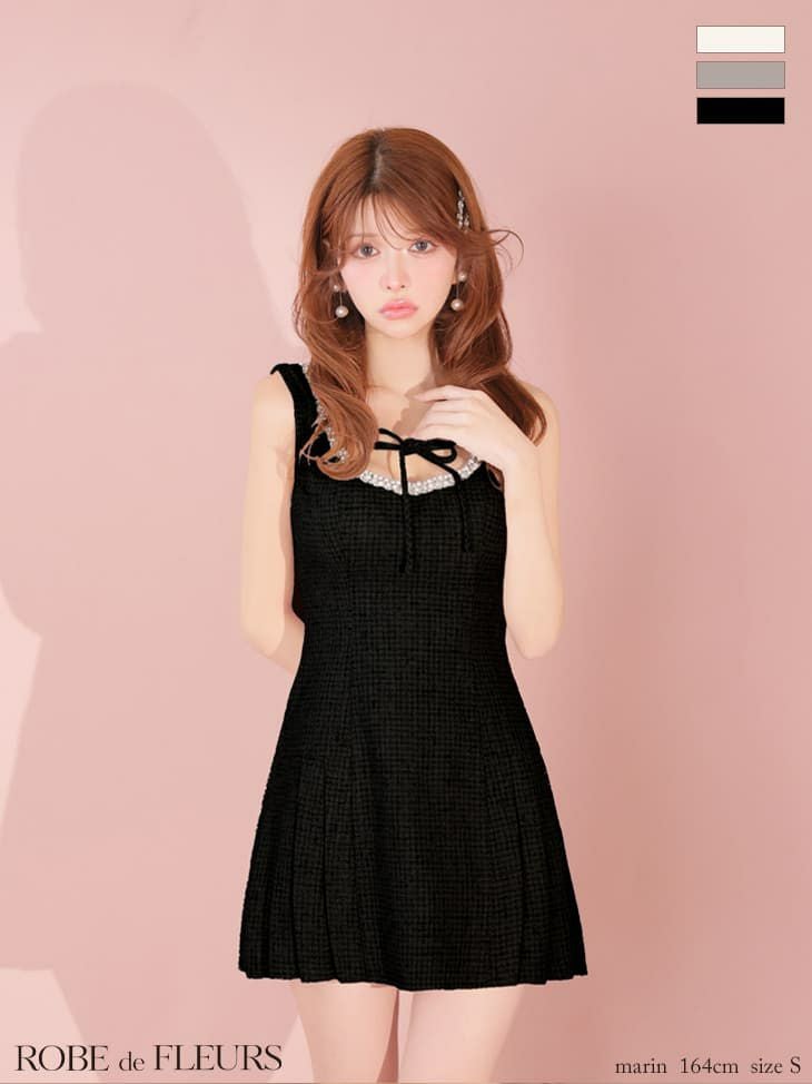 ROBEdeFLEURSローブドフルールミニドレス ROBE de FLEURS ローブドフルール 【XSサイズあり】ラメツイード