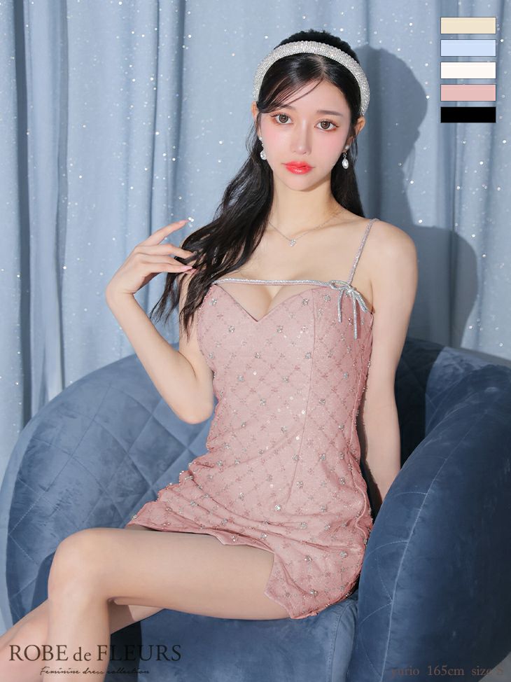ROBE de FLEURS ローブドフルール ビジューリボンハートカット