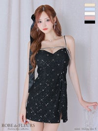 ROBE de FLEURS ローブドフルール ビジューリボンハートカットタイトミニキャバドレス【デコルテパーツ取り外し可能】 fm3426