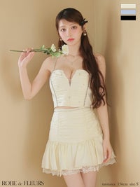 ROBE de FLEURS ローブドフルール サテンビジューレースセットアップミニキャバドレス fm3598