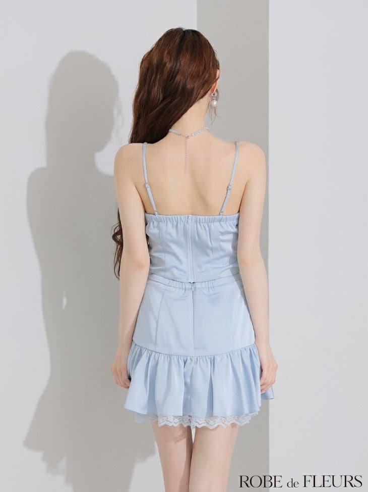 ROBE de FLEURS ローブドフルール サテンビジューレースセットアップミニキャバドレス fm3598