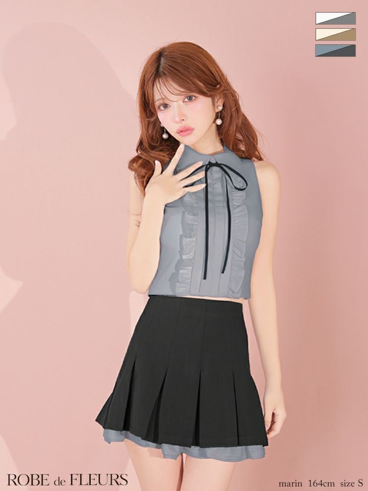 ROBE de FLEURS ローブドフルール 【XSサイズあり】フリルプリーツ