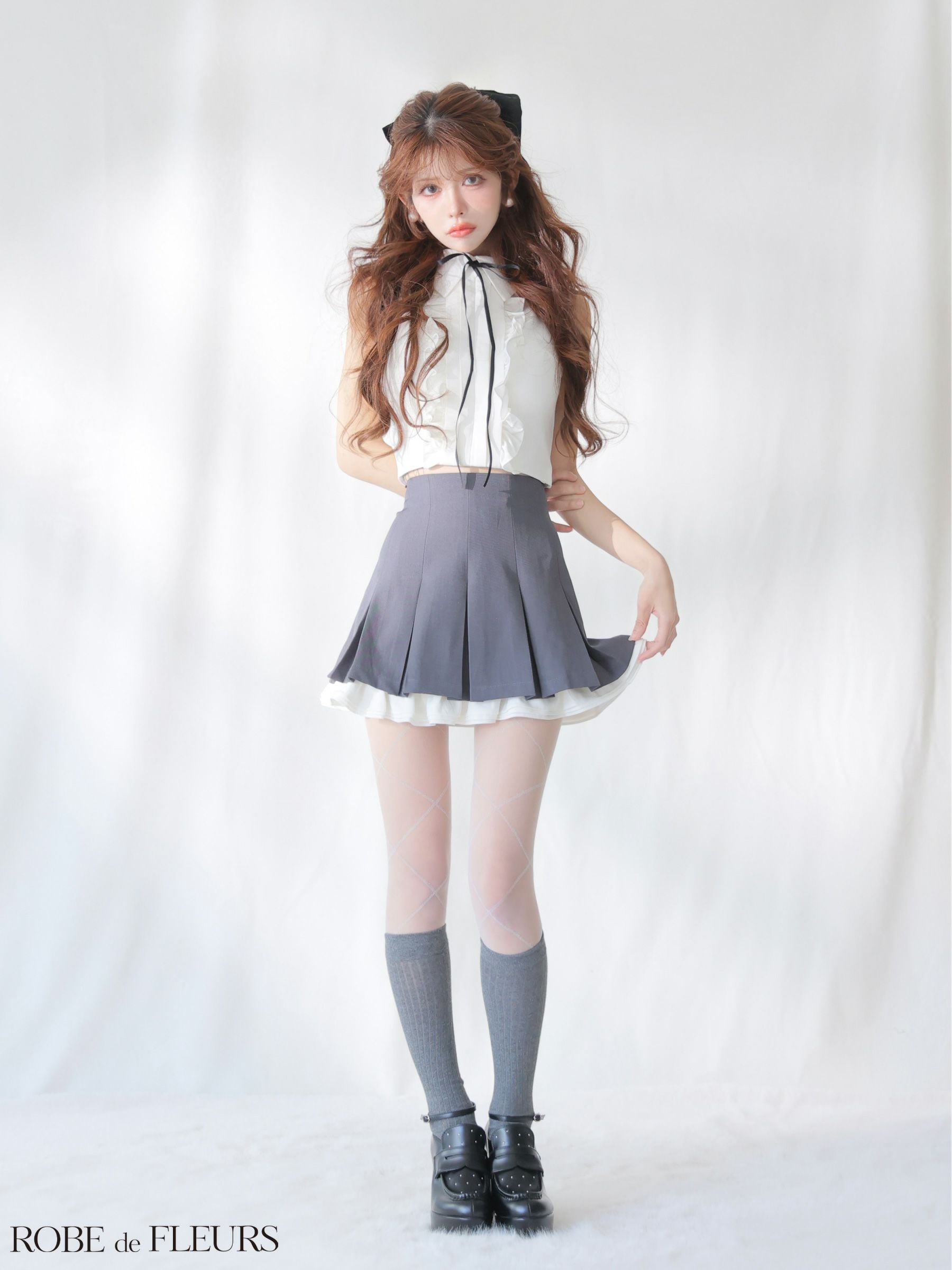 ROBE de FLEURS ローブドフルール 【XSサイズあり】フリルプリーツ