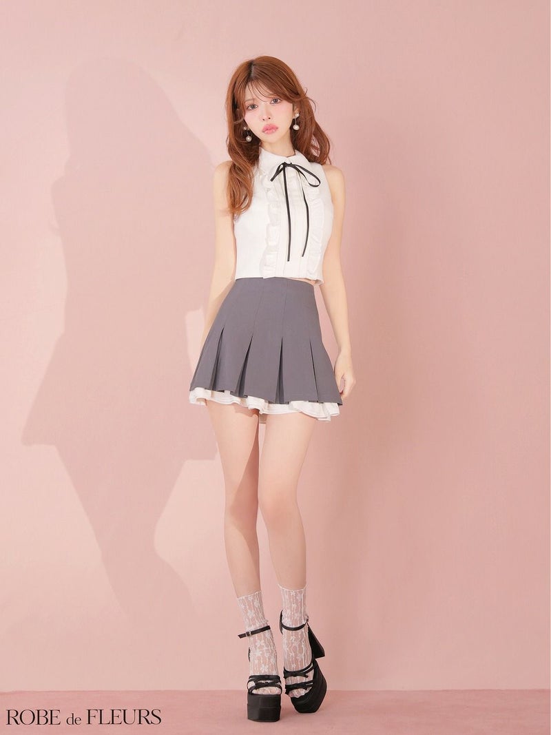 ROBE de FLEURS ローブドフルール 【XSサイズあり】フリルプリーツセットアップミニキャバドレス fm4609