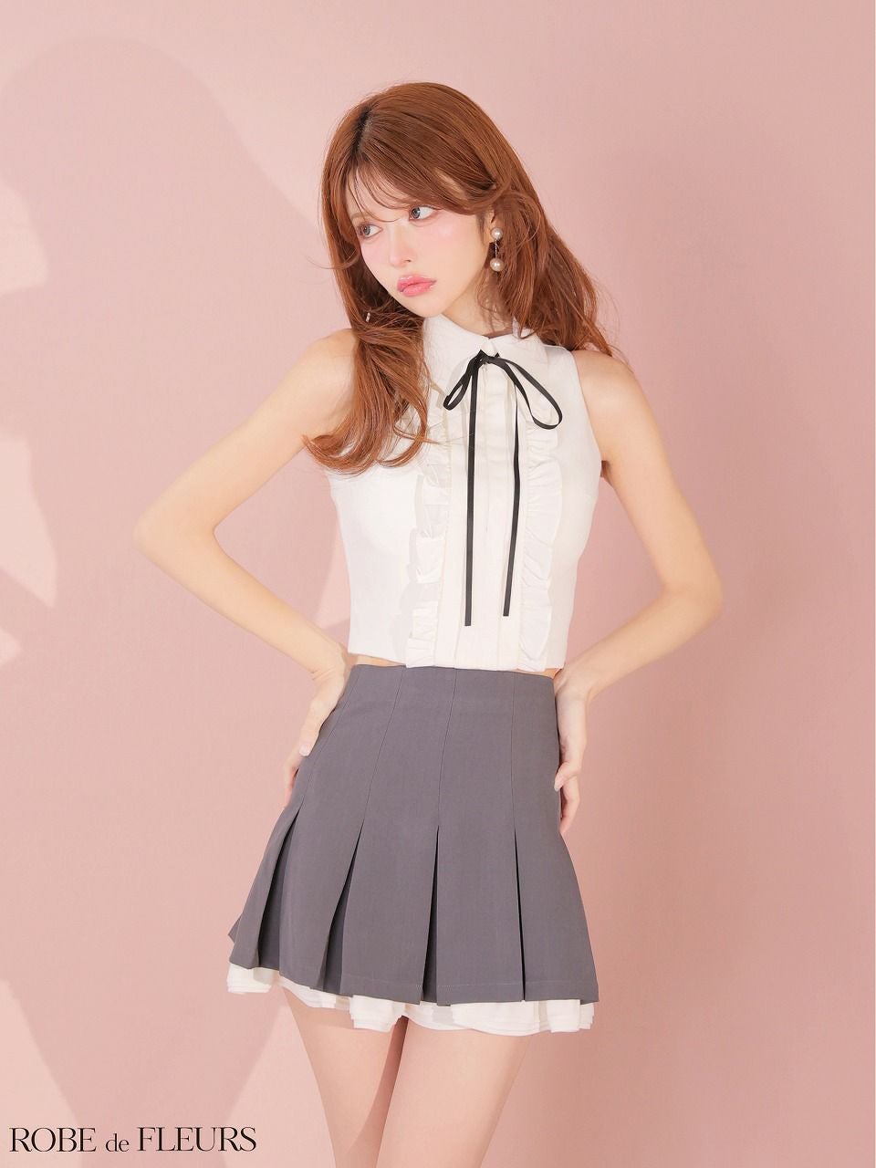 ROBE de FLEURS ローブドフルール 【XSサイズあり】フリルプリーツ