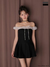 ROBE de FLEURS anier.ROBE ローブドフルール アニエルローブ 【XSサイズあり】 Glitter flannel off-the-shoulder mini dress グリッターフランネルオフショルミニドレス fm-anier4058