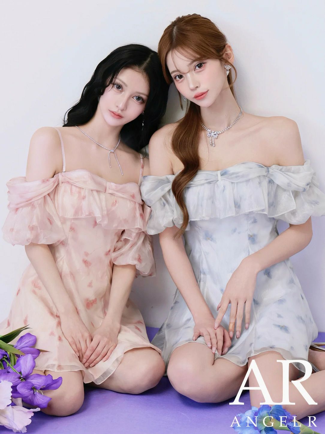 AngelR エンジェルアール 花柄シフォンオフショル2WAYフリルフレア