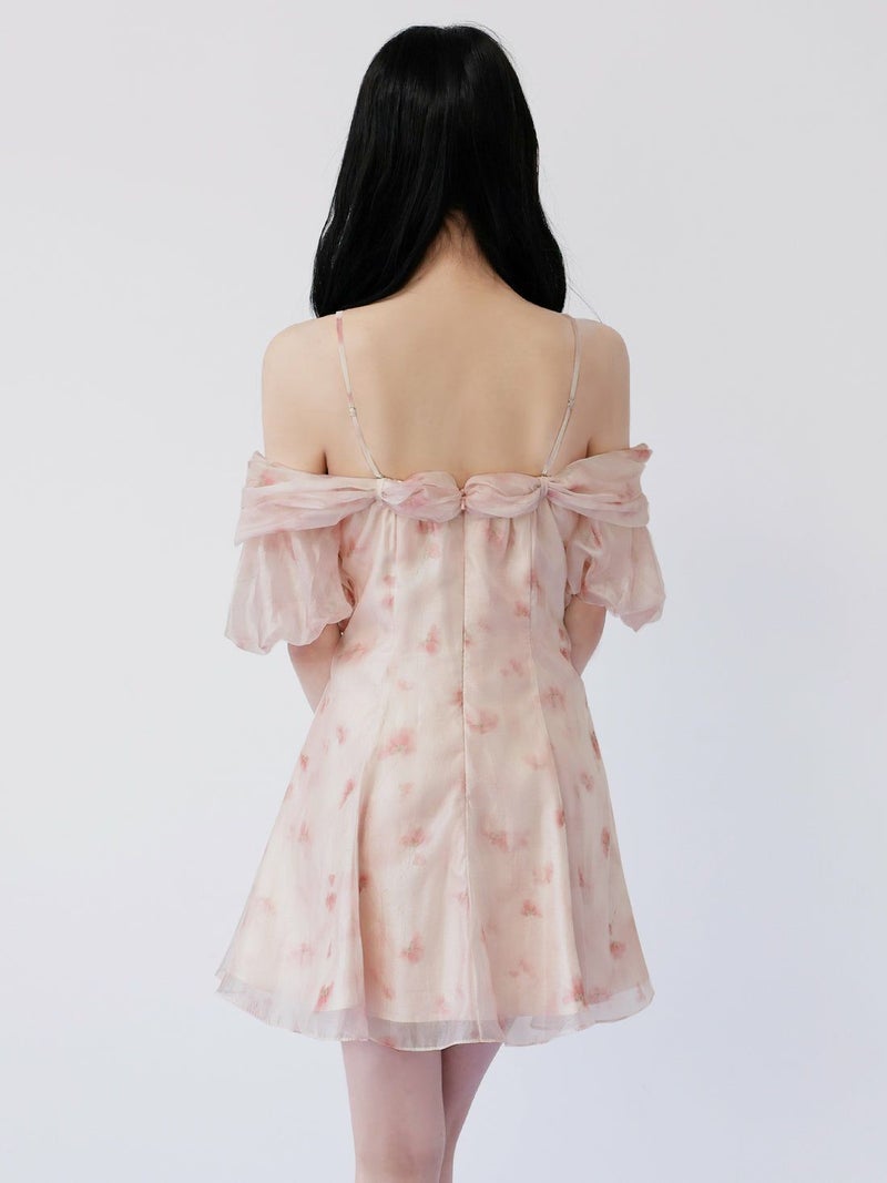 AngelR エンジェルアール 花柄シフォンオフショル2WAYフリルフレアマイクロミニドレス ar26802