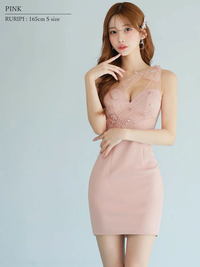 AngelR エンジェルアール ワンショルダーリボンメッシュビジュー