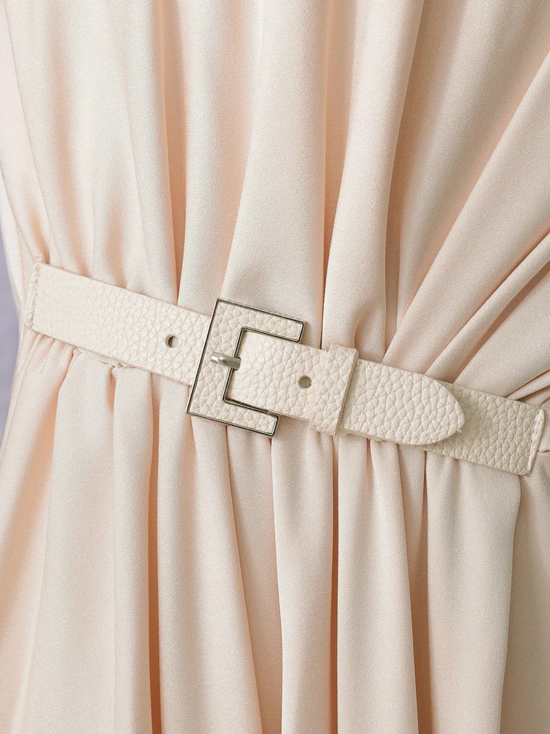 Veautt ヴュート ホルターネックウエストベルトアシンメトリーフレアミディアムドレス  vt022601