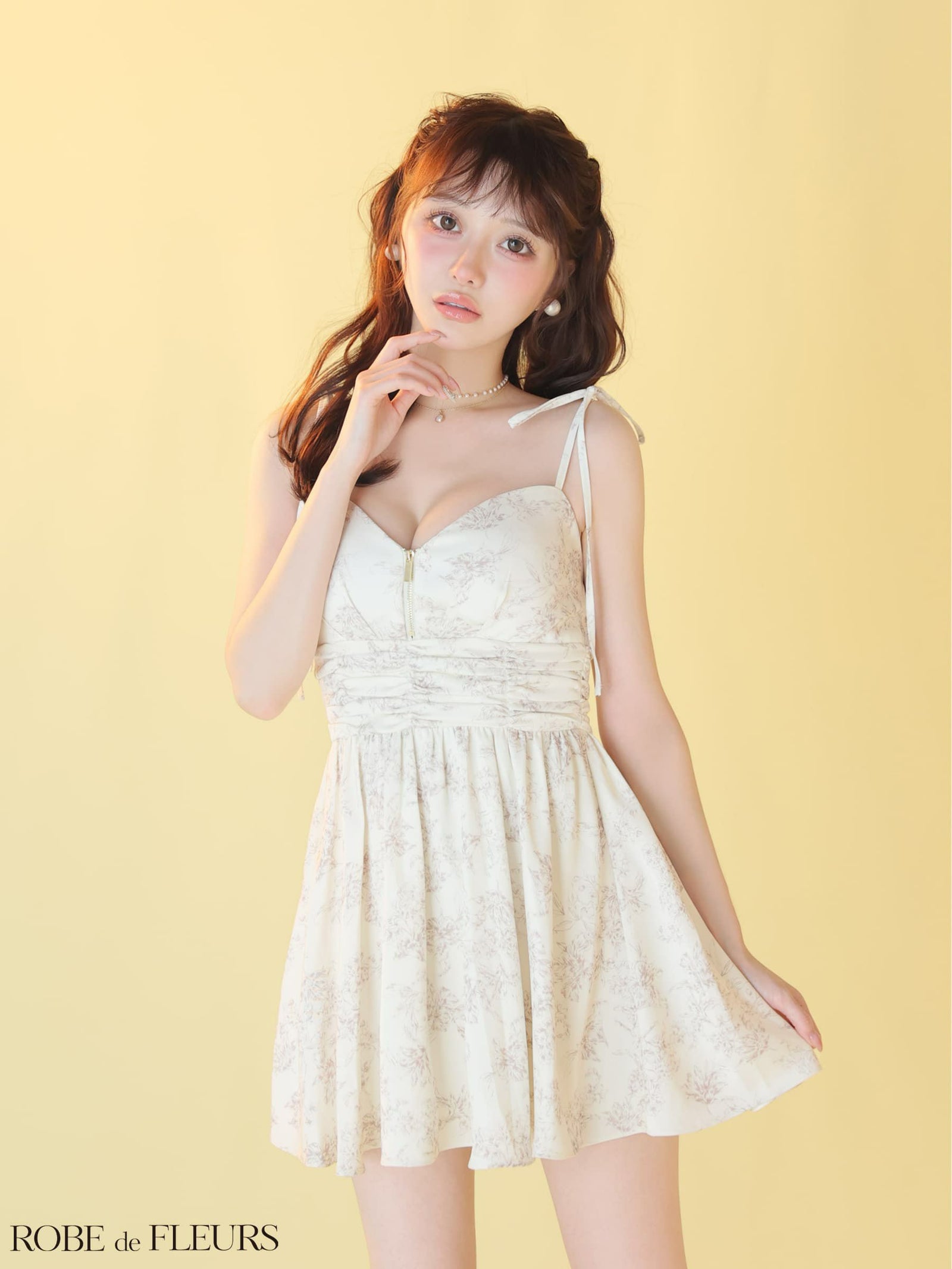 ROBE de FLEURS ローブドフルール 【XSサイズあり】 クラシカルフラワーフレアミニキャバドレス fm4623-c