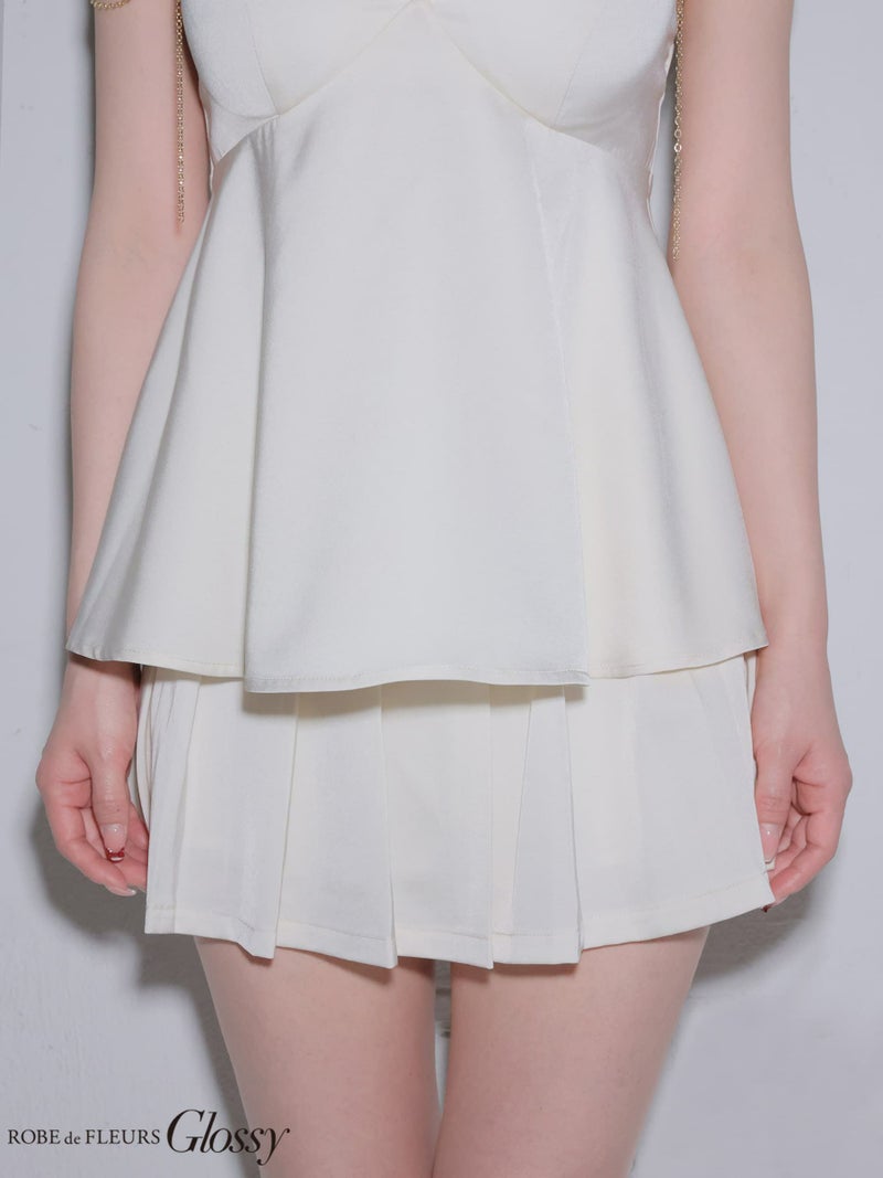 Glossy ローブドフルールグロッシー 【XSサイズあり】 チェーンサテンセットアップミニキャバドレス gl4640-c