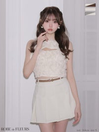 ROBE de FLEURS ローブドフルール 【XSサイズあり】 フラワーレースリボンセットアップミニキャバドレス fm4340-c