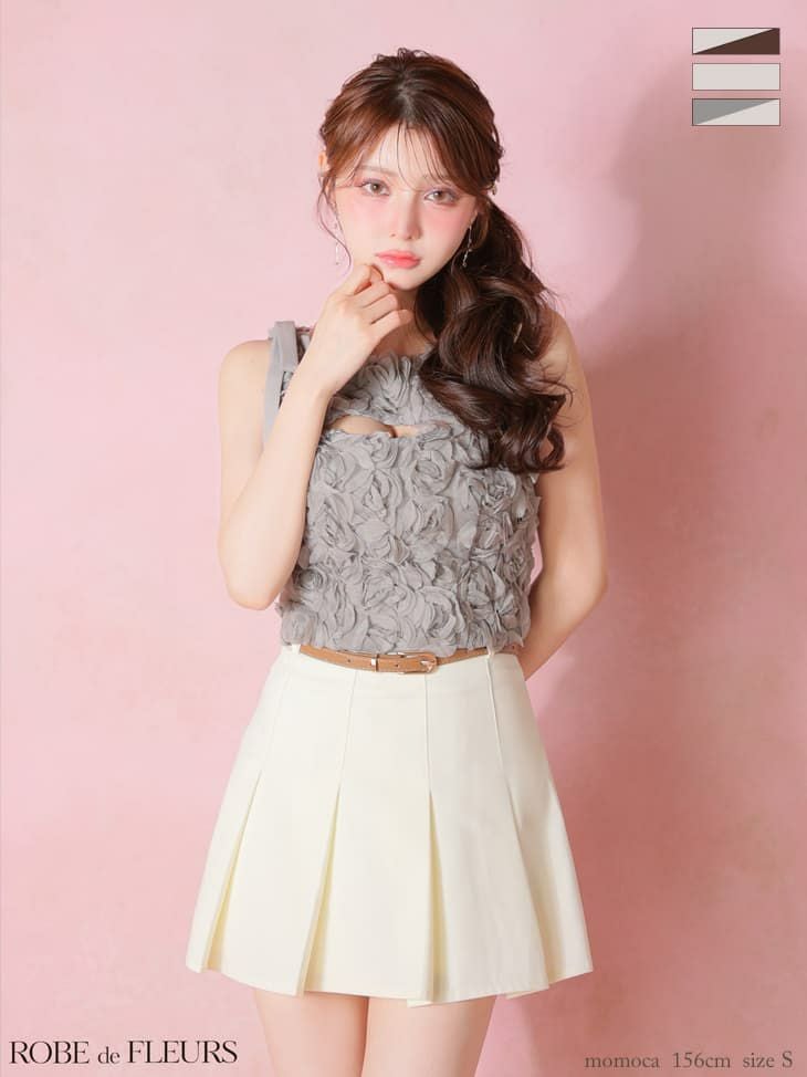 Robe de Fleurs ミニドレス ivory ivory×ivory/ivory×brown:8月上旬頃入荷予定】ROBE de FLEURS ローブド