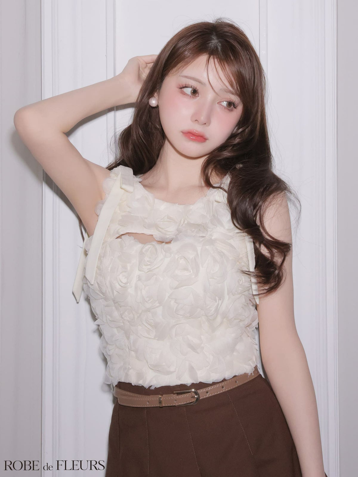 ROBE de FLEURS ローブドフルール 【XSサイズあり】 フラワーレースリボンセットアップミニキャバドレス fm4340-c