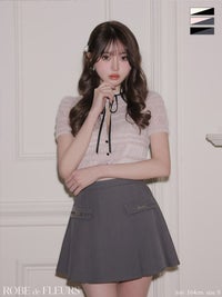 ROBE de FLEURS ローブドフルール 【XSサイズあり】 ドットフリルリボンセットアップミニキャバドレス fm4639-c