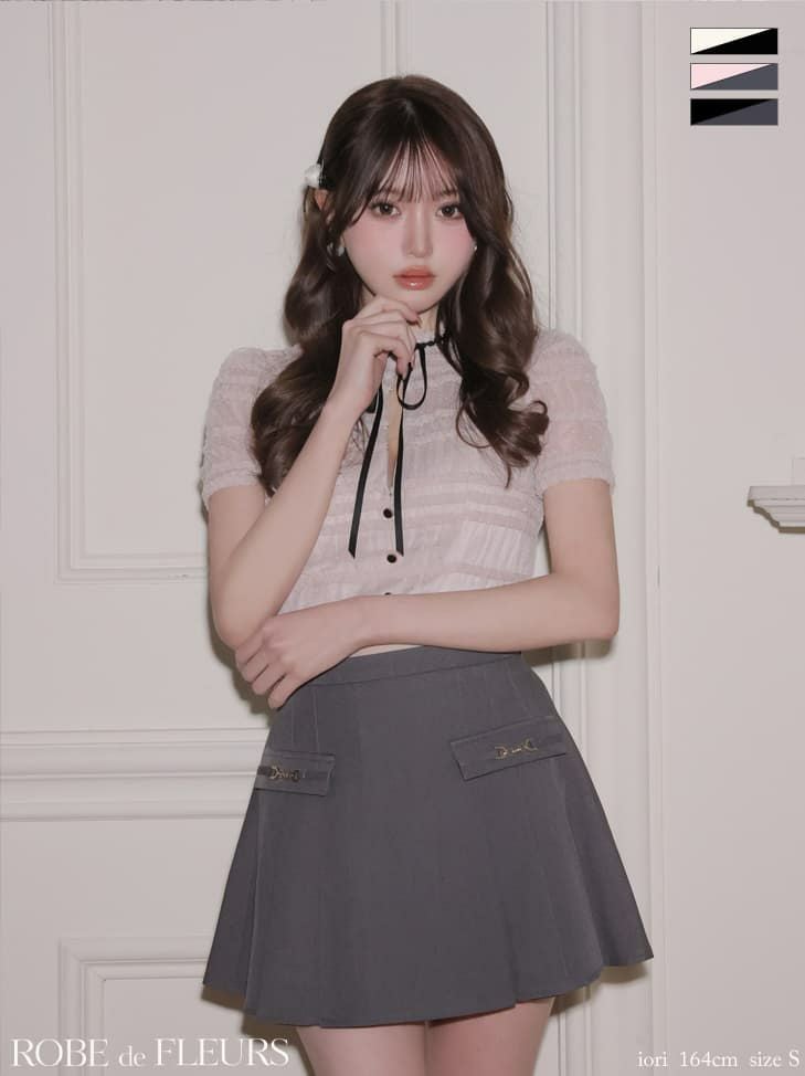 ROBE de FLEURS ローブドフルール 【XSサイズあり】 ドットフリルリボンセットアップミニキャバドレス fm4639-c