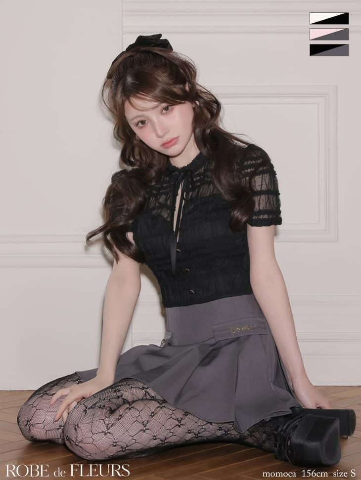 ROBE de FLEURS ローブドフルール 【XSサイズあり】 ドットフリルリボンセットアップミニキャバドレス fm4639-c