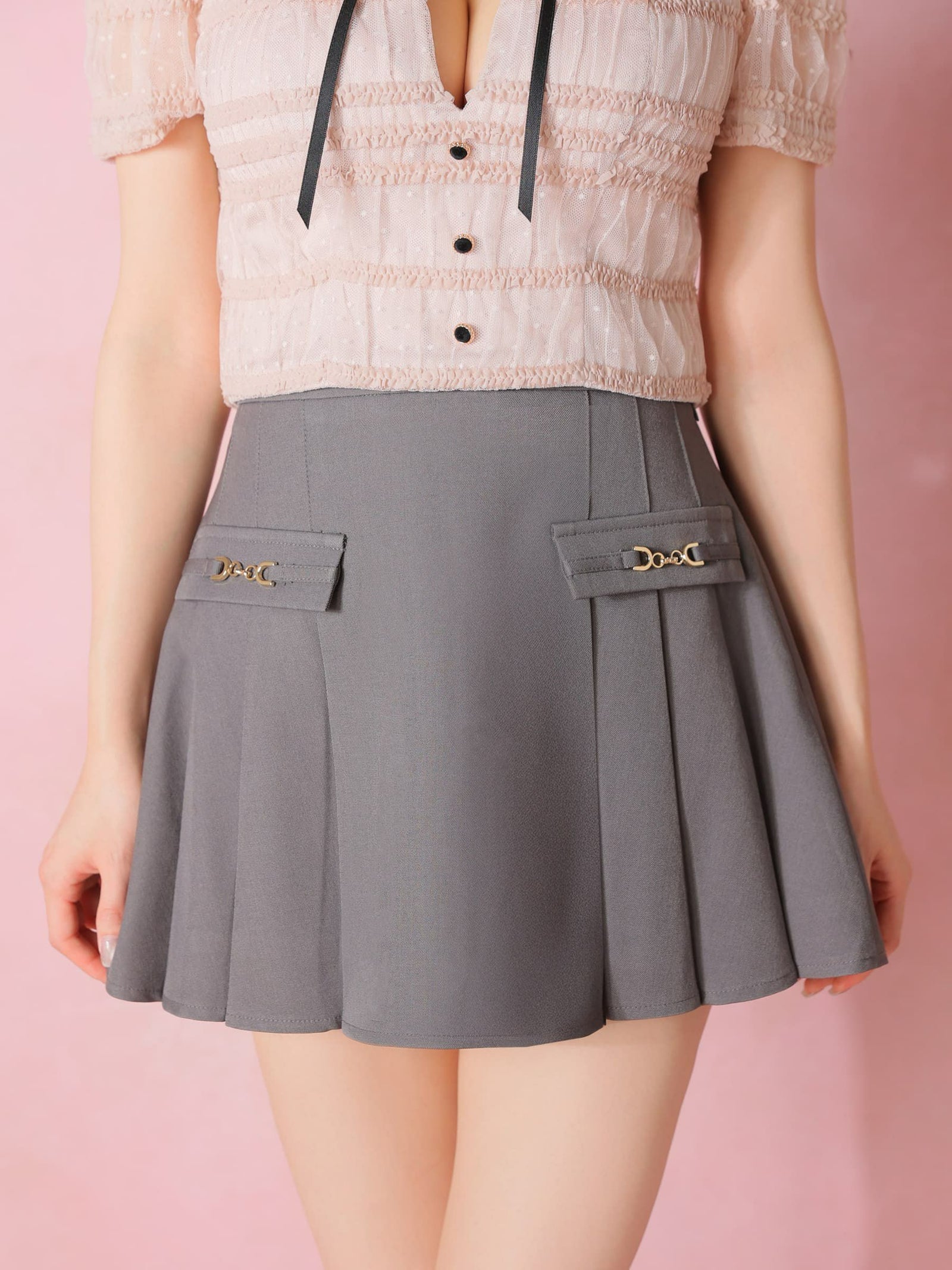 ROBE de FLEURS ローブドフルール 【XSサイズあり】 ドットフリルリボンセットアップミニキャバドレス fm4639-c