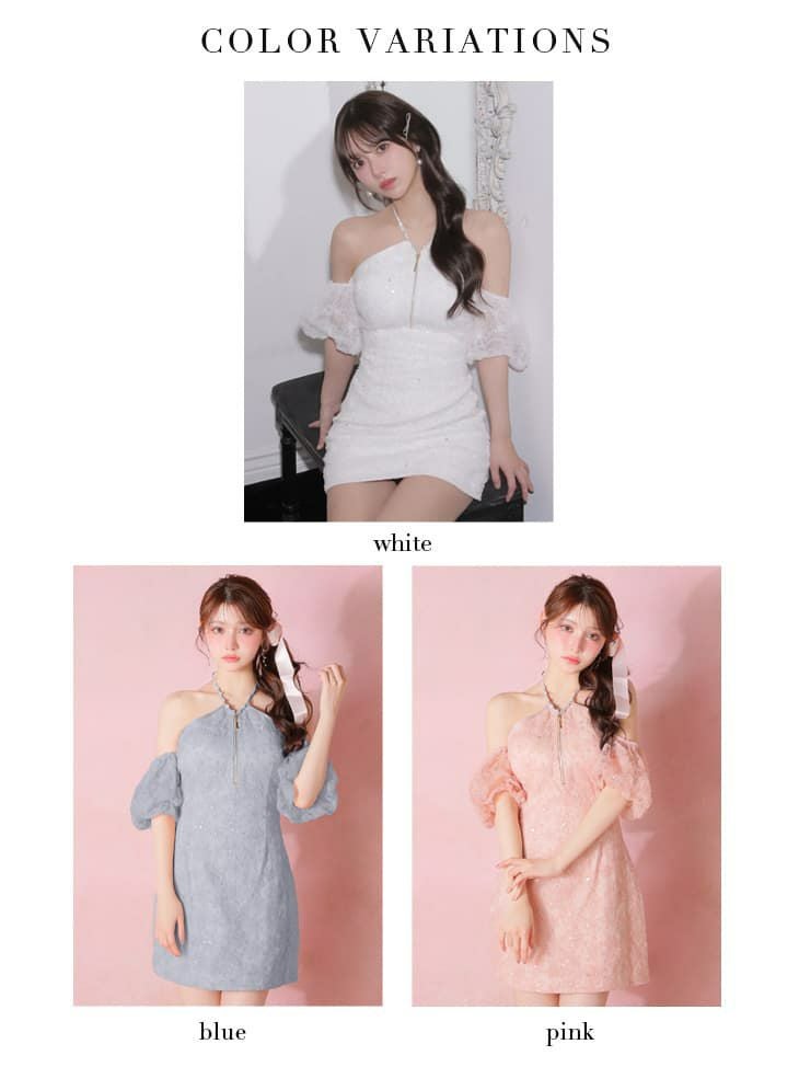 ROBE de FLEURS ローブドフルール 【XSサイズあり】 フラワーレースラメチュールホルタータイトミニキャバドレス fm4404-c