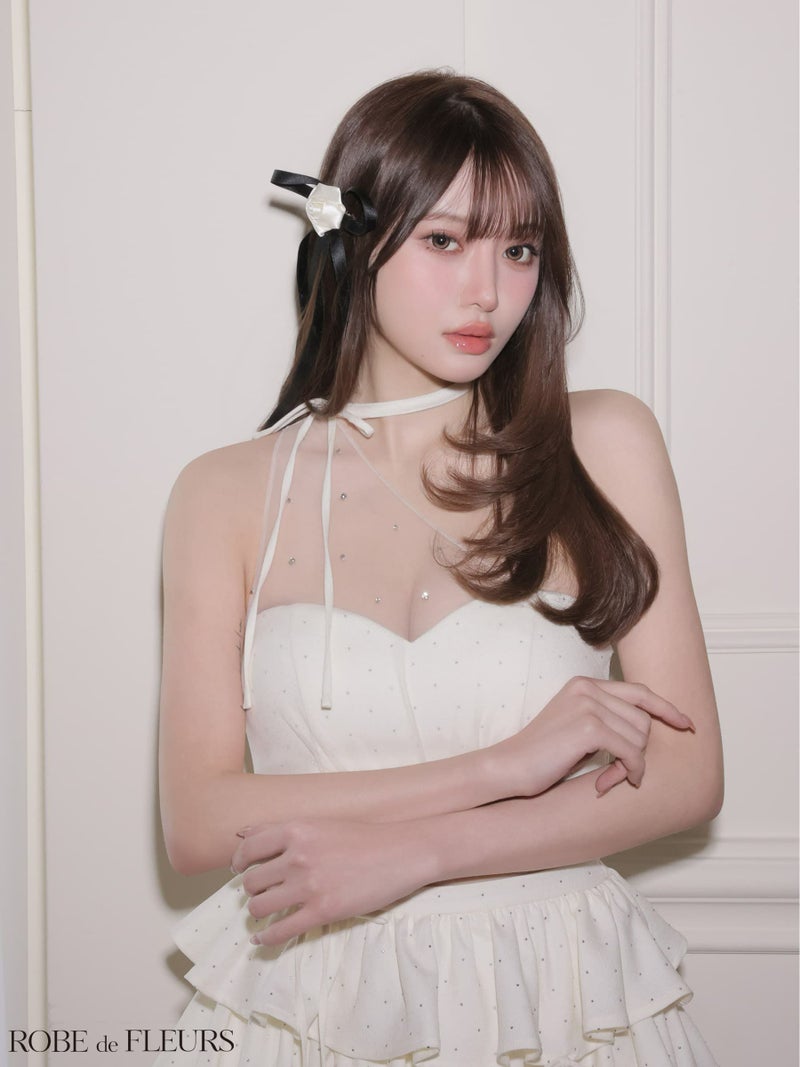 ROBE de FLEURS ローブドフルール 【XSサイズあり】 ストーンワンショルティアードツーピースミニキャバドレス fm4152-c