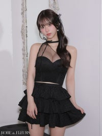 ROBE de FLEURS ローブドフルール 【XSサイズあり】 ストーンワンショルティアードツーピースミニキャバドレス fm4152-c