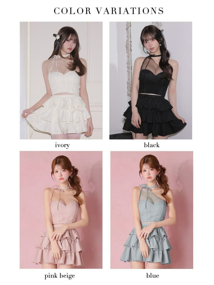 ROBE de FLEURS ローブドフルール 【XSサイズあり】 ストーンワンショルティアードツーピースミニキャバドレス fm4152-c