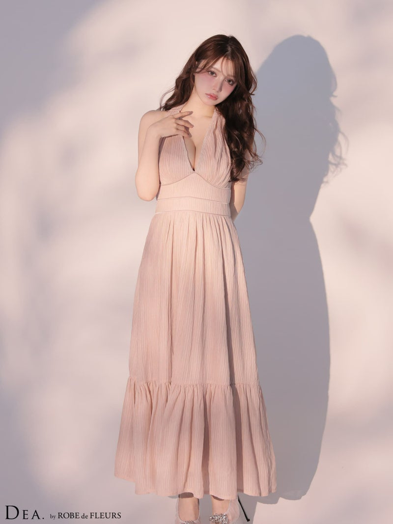 DEA. ディア バイ ローブドフルール 【XS～Lサイズあり】 プリーツシフォンホルターネックロングキャバドレス de4659-c