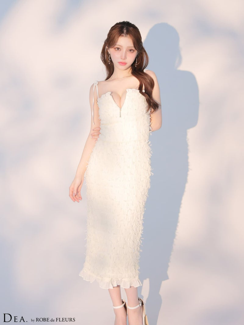 DEA. ディア バイ ローブドフルール 立体チュールフロントジップタイトツーピースキャバドレス de4348-c