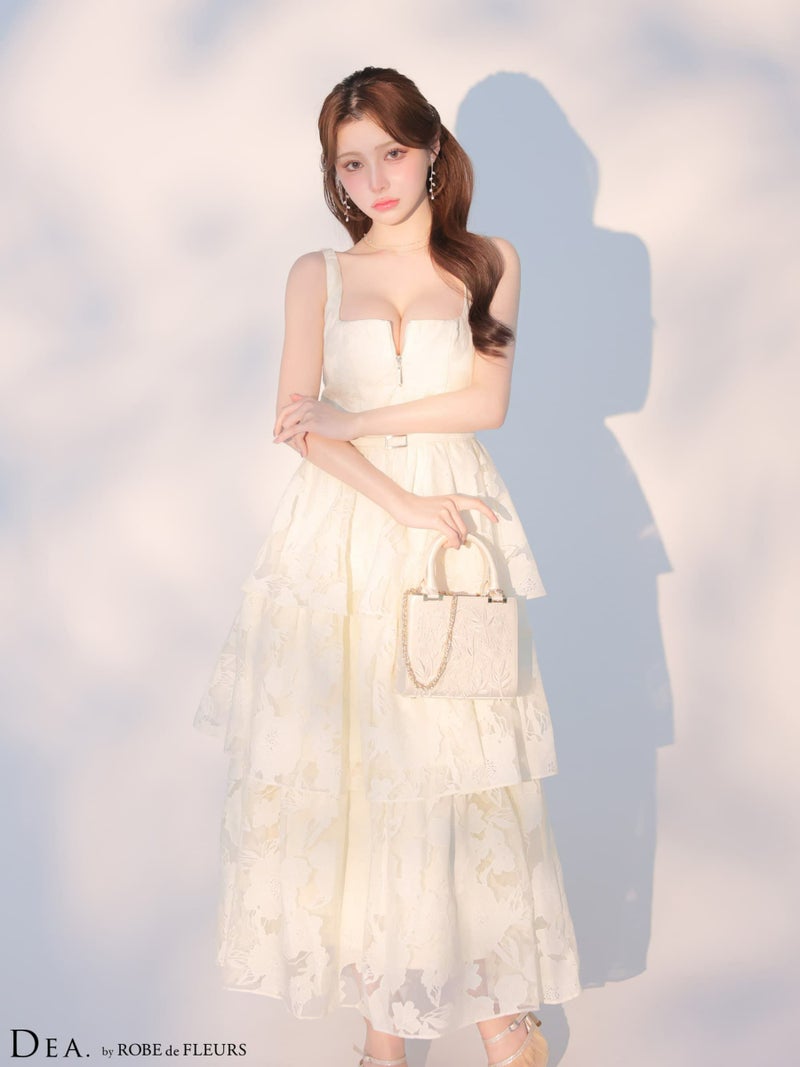 DEA. ディア バイ ローブドフルール 【XS～Lサイズあり】 オーガンジーフラワーティアードロングキャバドレス de4171-c
