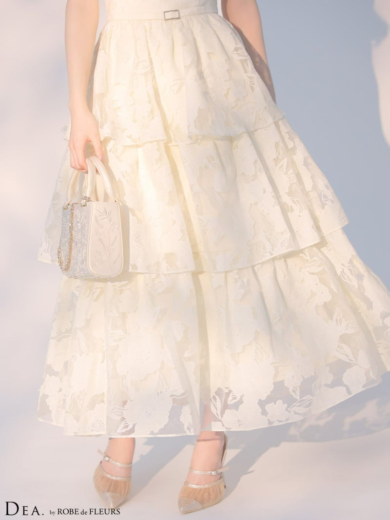 DEA. ディア バイ ローブドフルール 【XS～Lサイズあり】 オーガンジーフラワーティアードロングキャバドレス de4171-c