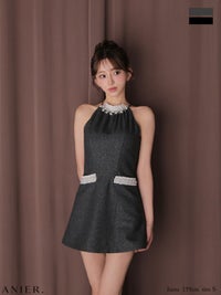 ROBE de FLEURS anier.ROBE ローブドフルール アニエルローブ 【XSサイズあり】 Glitter flannel halter pearl mini dress グリッターフランネルホルターパールミニドレス fm-anier4057