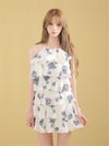 ROBE de FLEURS ローブドフルール 【XSサイズあり】フラワージャガードシフォンティアードミニキャバドレス fm4503