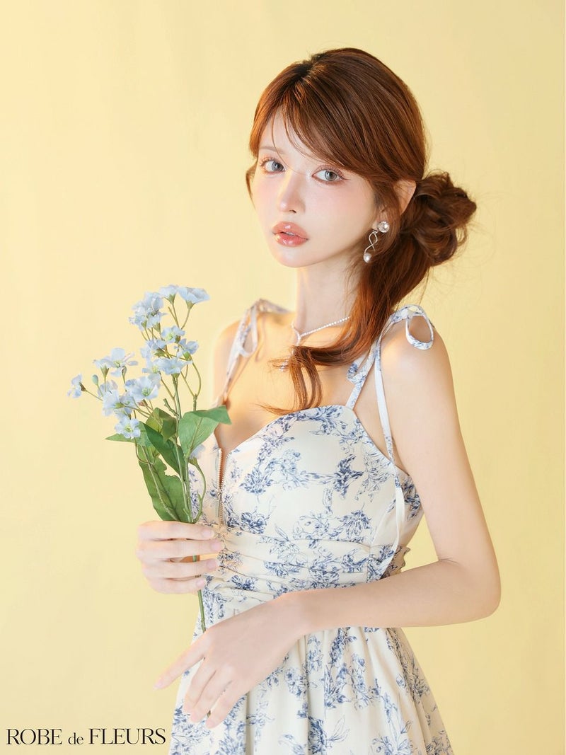 ROBE de FLEURS ローブドフルール 【XSサイズあり】 クラシカルフラワーフレアミニキャバドレス fm4623