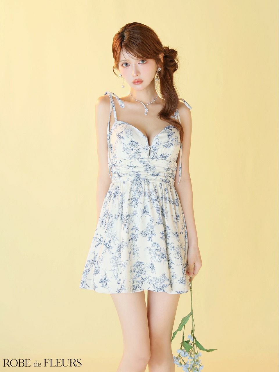 ROBE de FLEURS ローブドフルール 【XSサイズあり】 クラシカルフラワーフレアミニキャバドレス fm4623