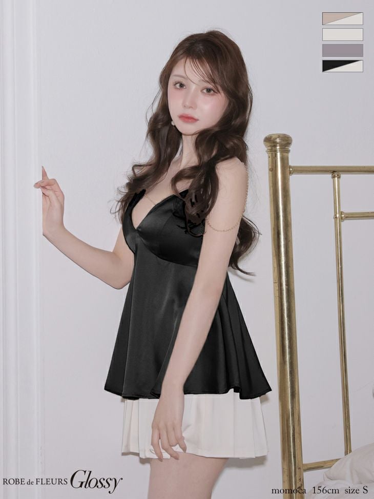 ROBE de FLEURS ローブドフルール【XSサイズあり】ウエストリボンラメ