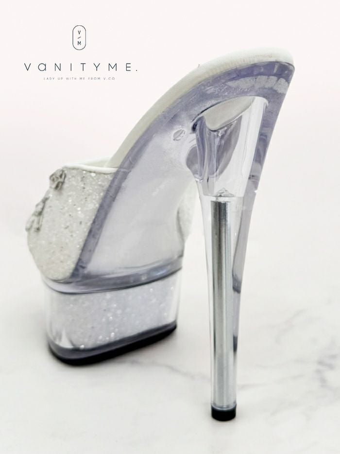 BENEDETTA グリッターラメ スパンコール ハイヒール サンダル  シルバー・ホワイト vsh-am-3430