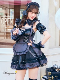【12点セット】Malymoon マリームーン レザーエッジデニムメイド [ブラック/ブルー] mlcs25214