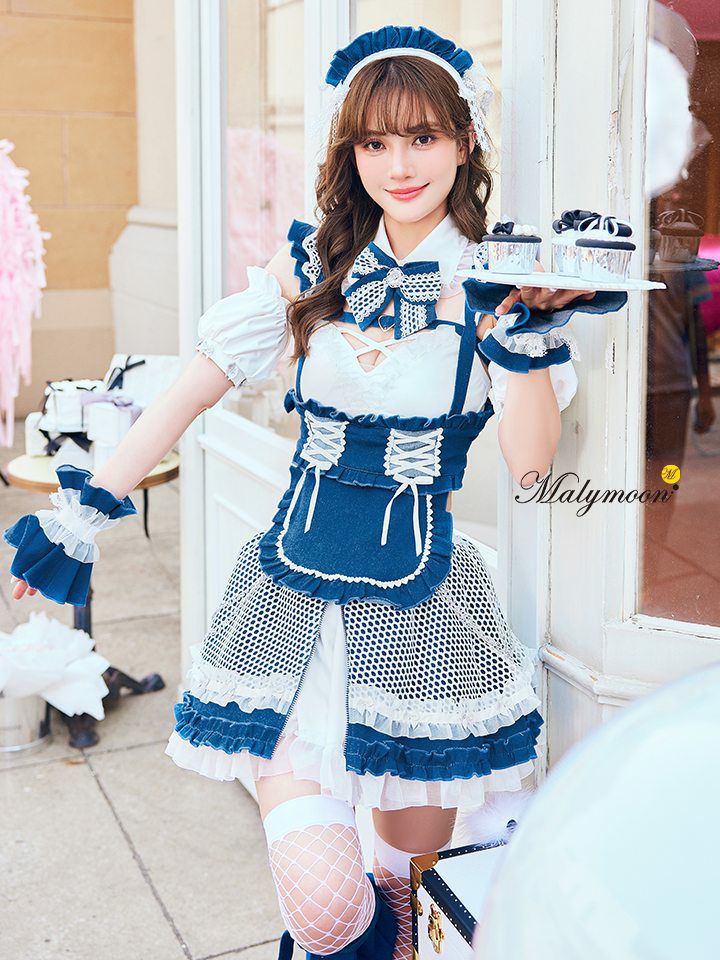 【12点セット】Malymoon マリームーン レザーエッジデニムメイド [ブラック/ブルー] mlcs25214