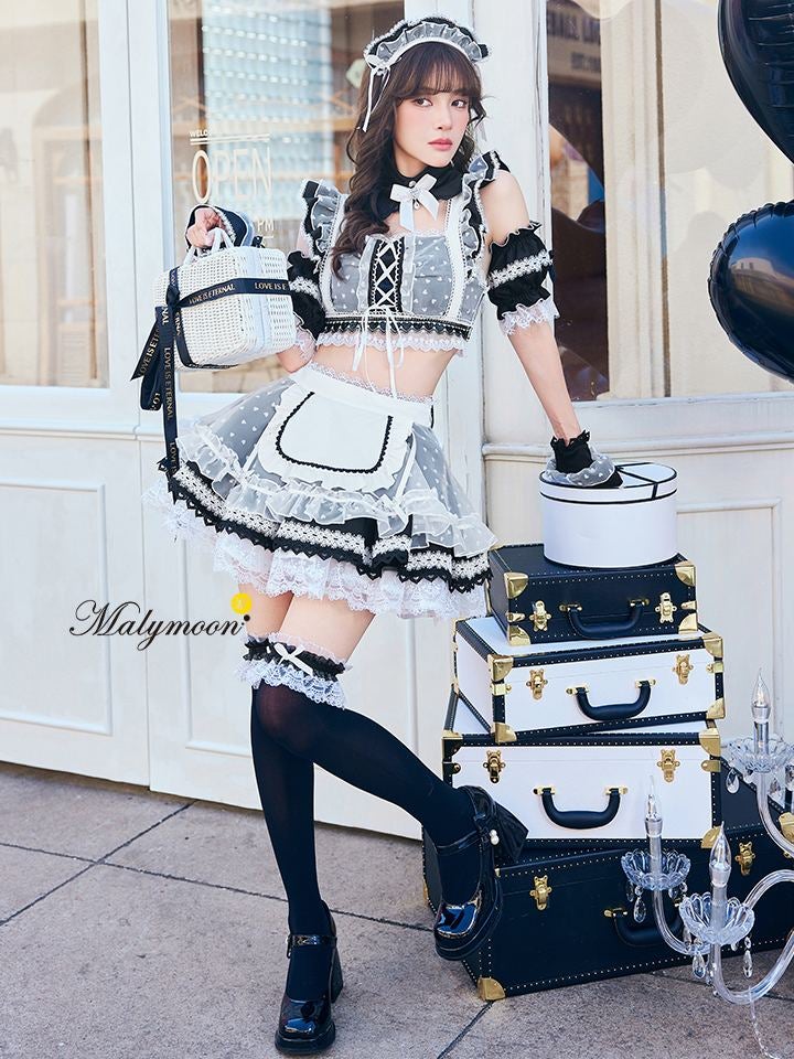 【10点セット】Malymoon マリームーン ハートミストシアーチュールメイド [ブラック/ホワイト] mlcs25209