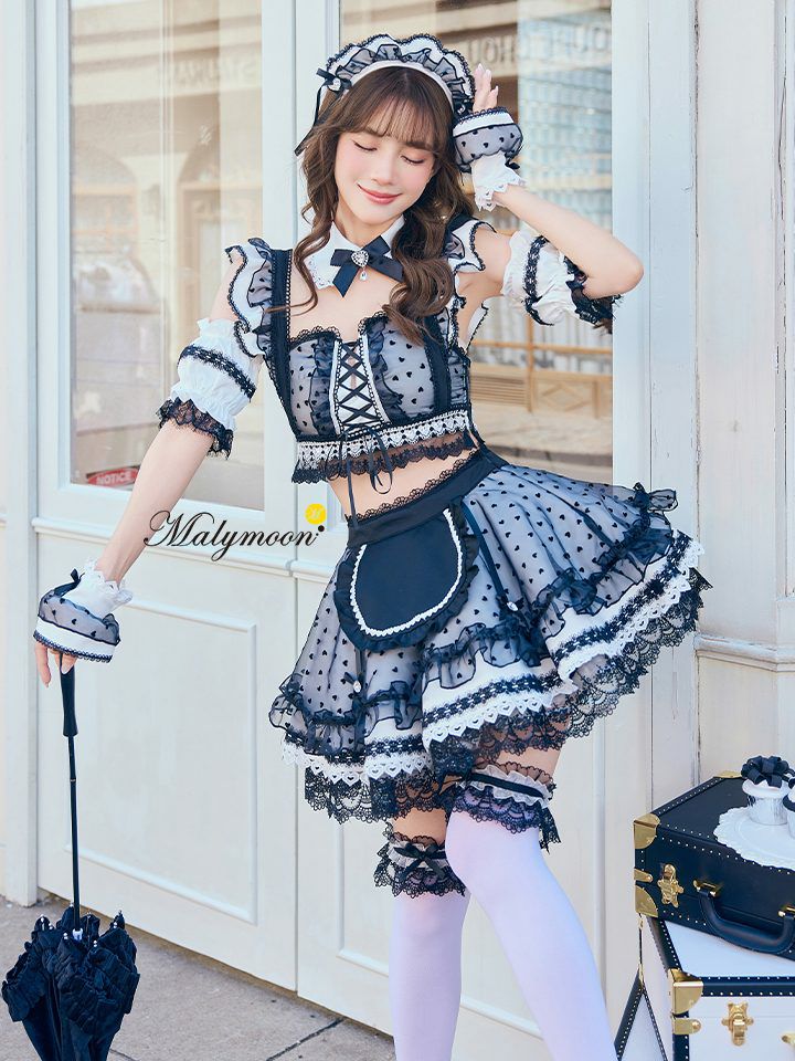 【10点セット】Malymoon マリームーン ハートミストシアーチュールメイド [ブラック/ホワイト] mlcs25209
