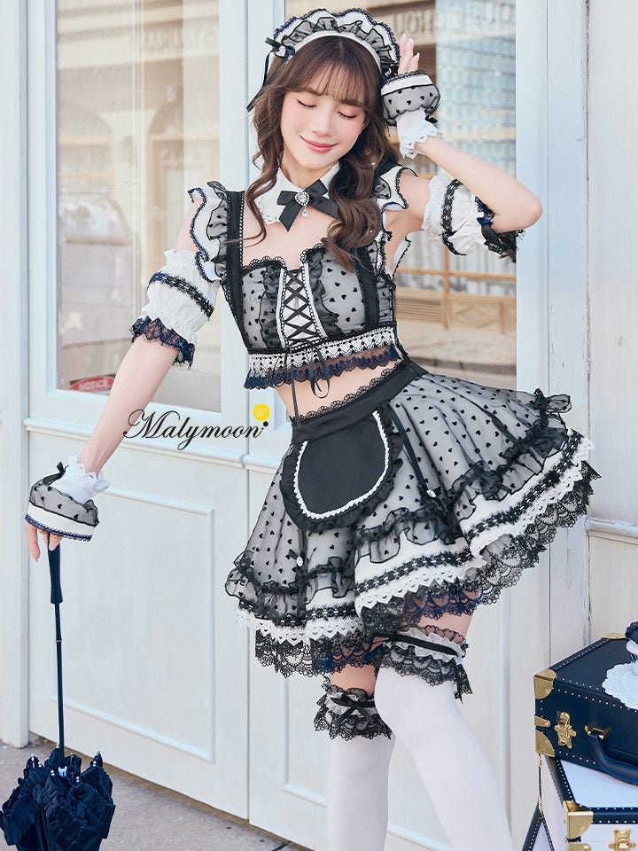 【10点セット】Malymoon マリームーン ハートミストシアーチュールメイド [ブラック/ホワイト] mlcs25209