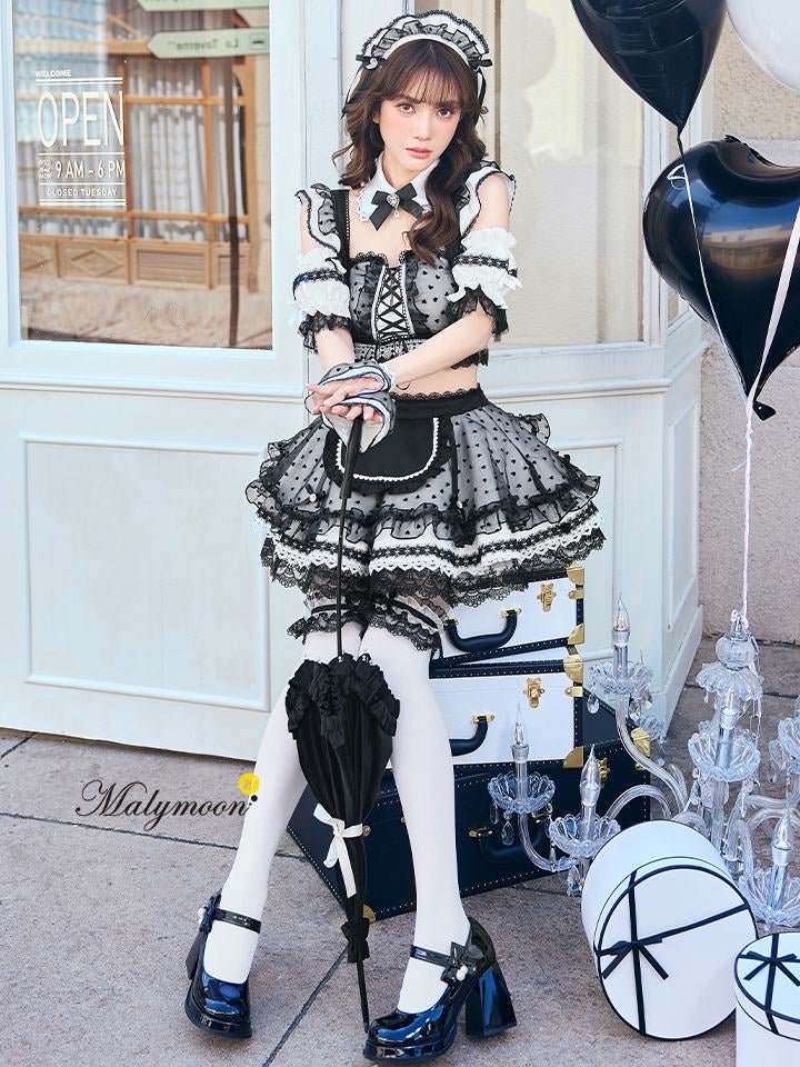 【10点セット】Malymoon マリームーン ハートミストシアーチュールメイド [ブラック/ホワイト] mlcs25209