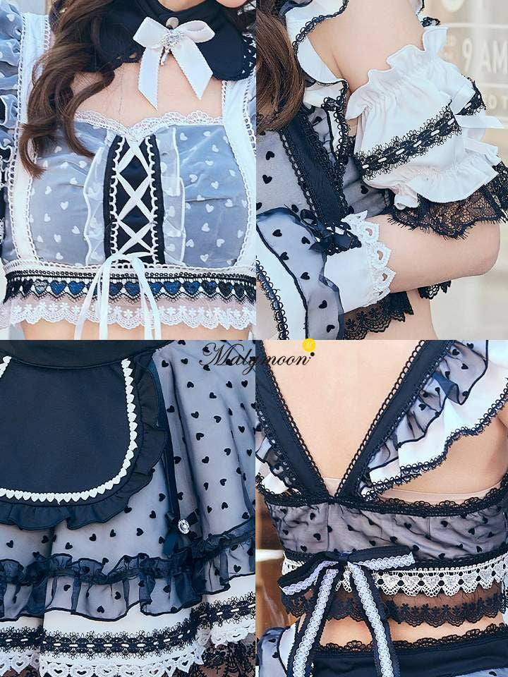 【10点セット】Malymoon マリームーン ハートミストシアーチュールメイド [ブラック/ホワイト] mlcs25209