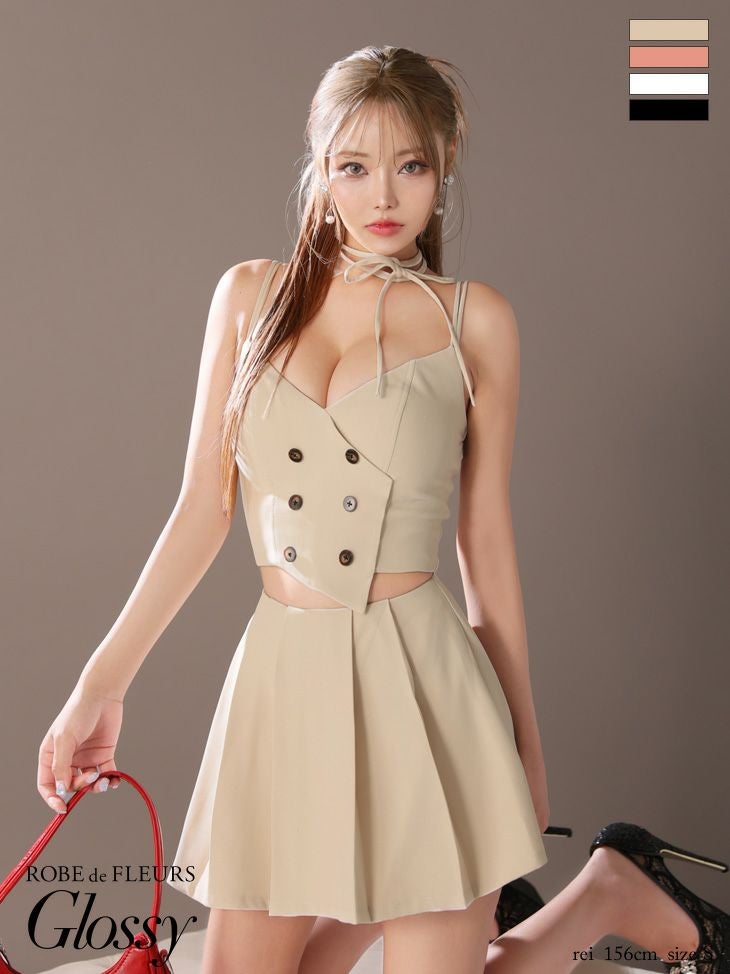 Glossy ローブドフルール グロッシー チョーカー付きダブルボタン