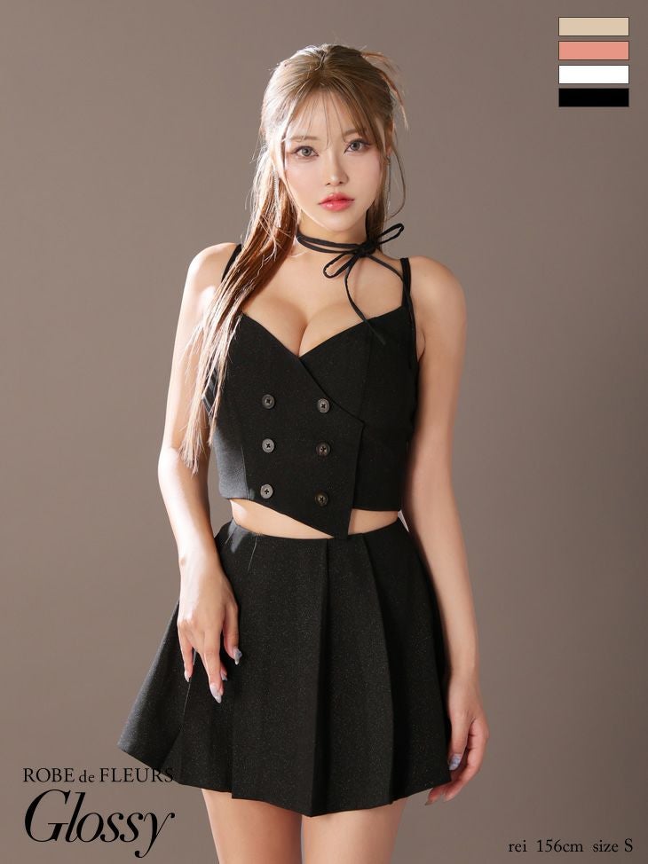 Glossy ローブドフルール グロッシー チョーカー付きダブルボタン