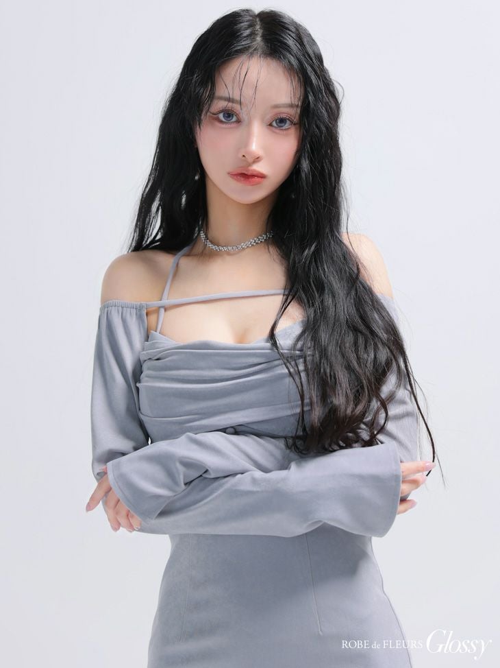 Glossy ローブドフルールグロッシー ボレロスエードホルタータイトミニキャバドレス gl3938
