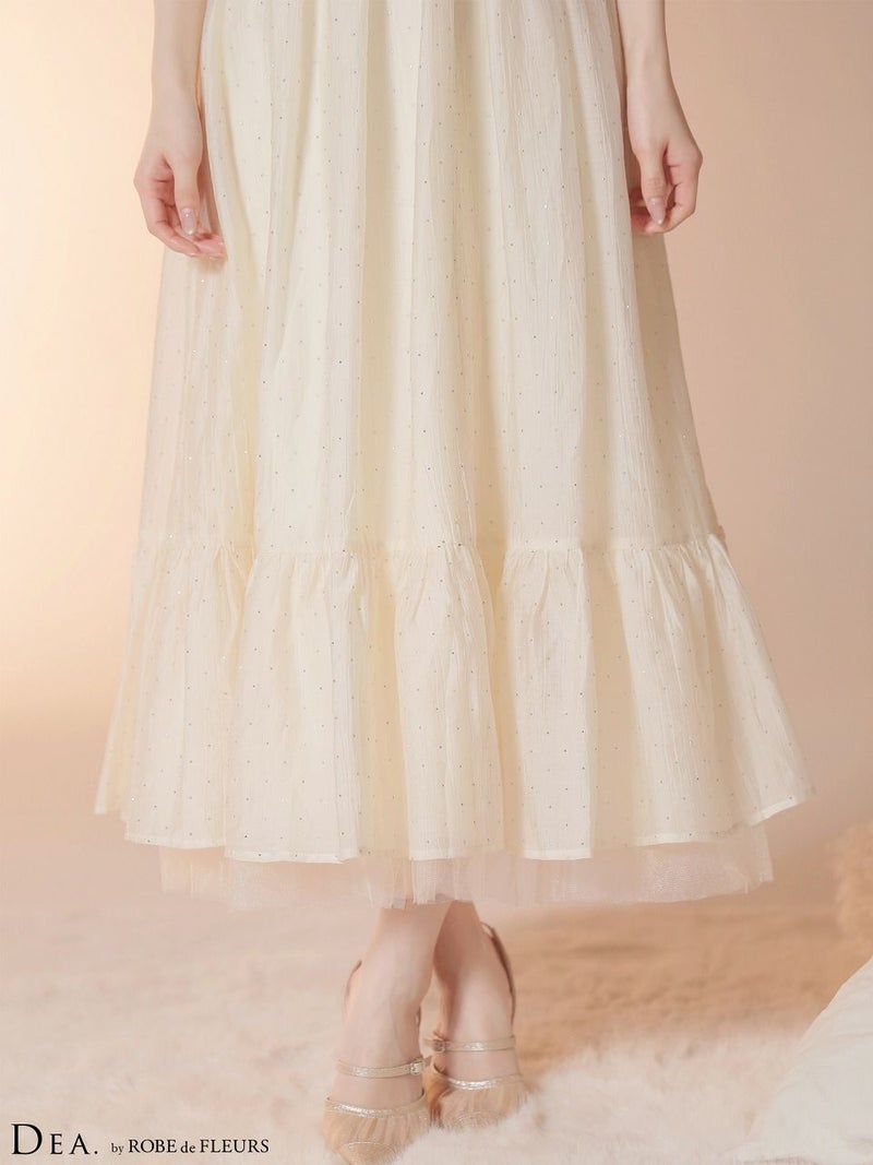 DEA. ディア バイ ローブドフルール 【XS～Lサイズあり】 ストーン付きシフォンロングキャミキャバドレス de4147